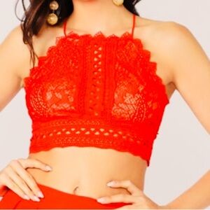 Miss Avenue Halter Cropped Lace Bralette Top Size Large